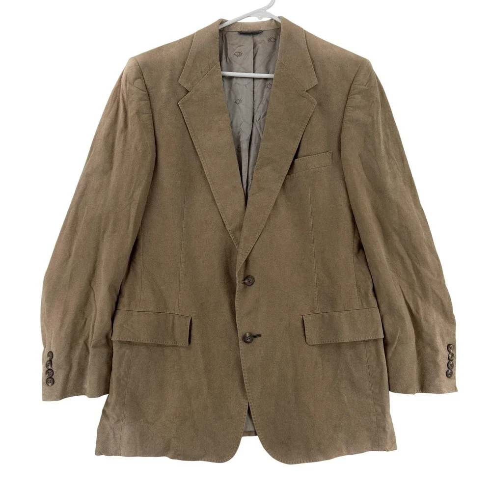 Vintage Christian Dior Sport Coat Blazer‎ Mens 40R Beige Suede USA 80s Jacket